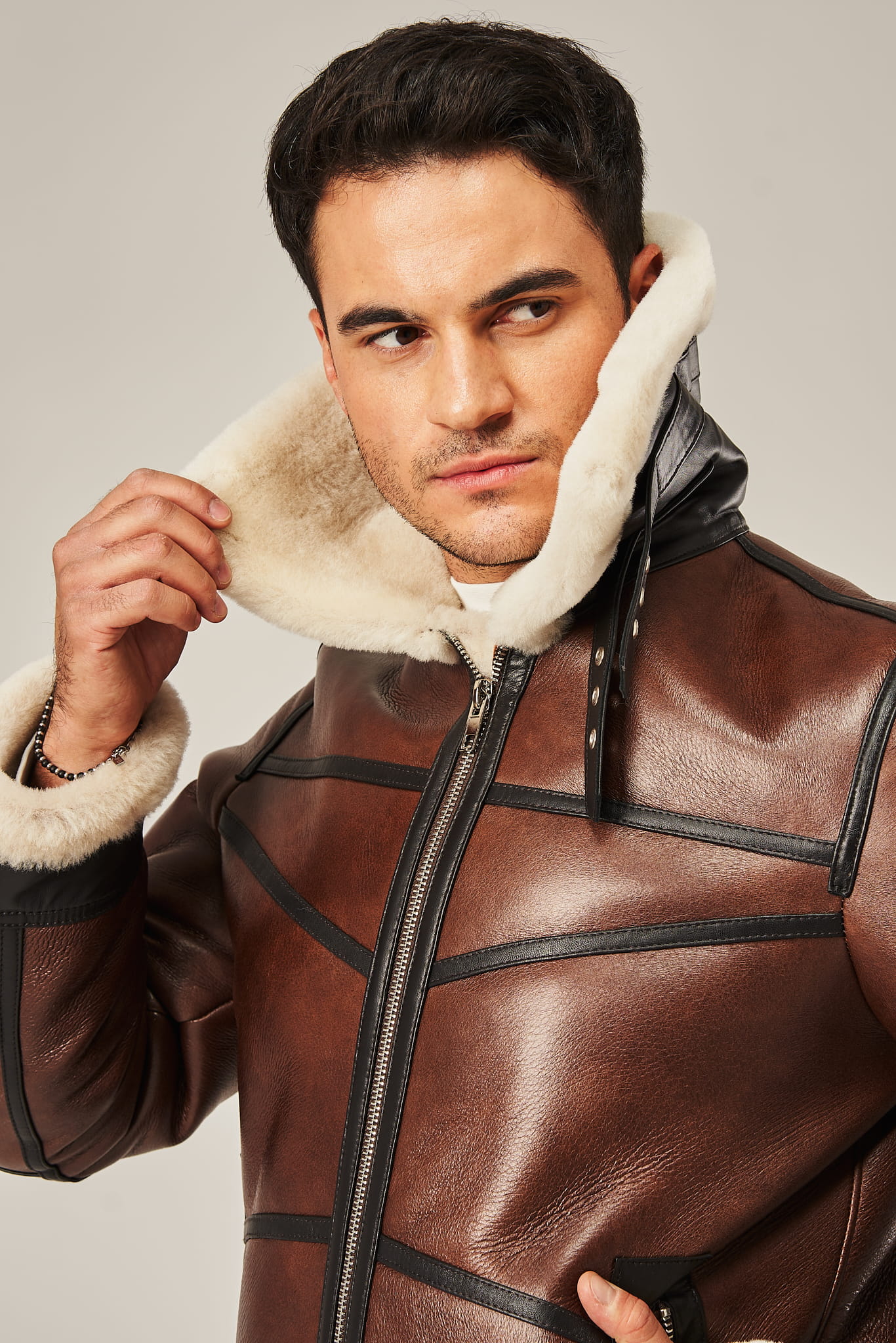 Pánsky kožuch pilotka hnedý AKM-136